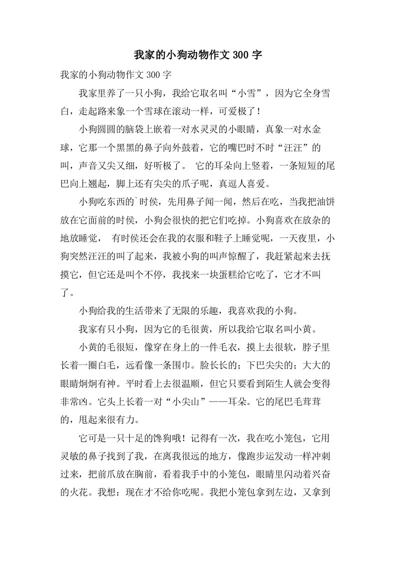 我家的小狗动物作文300字