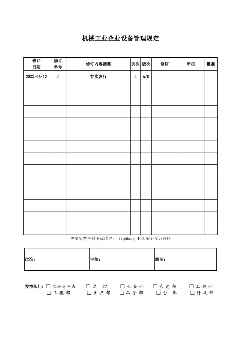 机械行业-机械工业企业设备管理规定