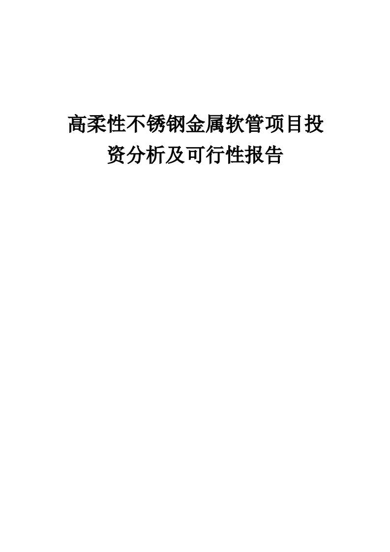 2024年高柔性不锈钢金属软管项目投资分析及可行性报告