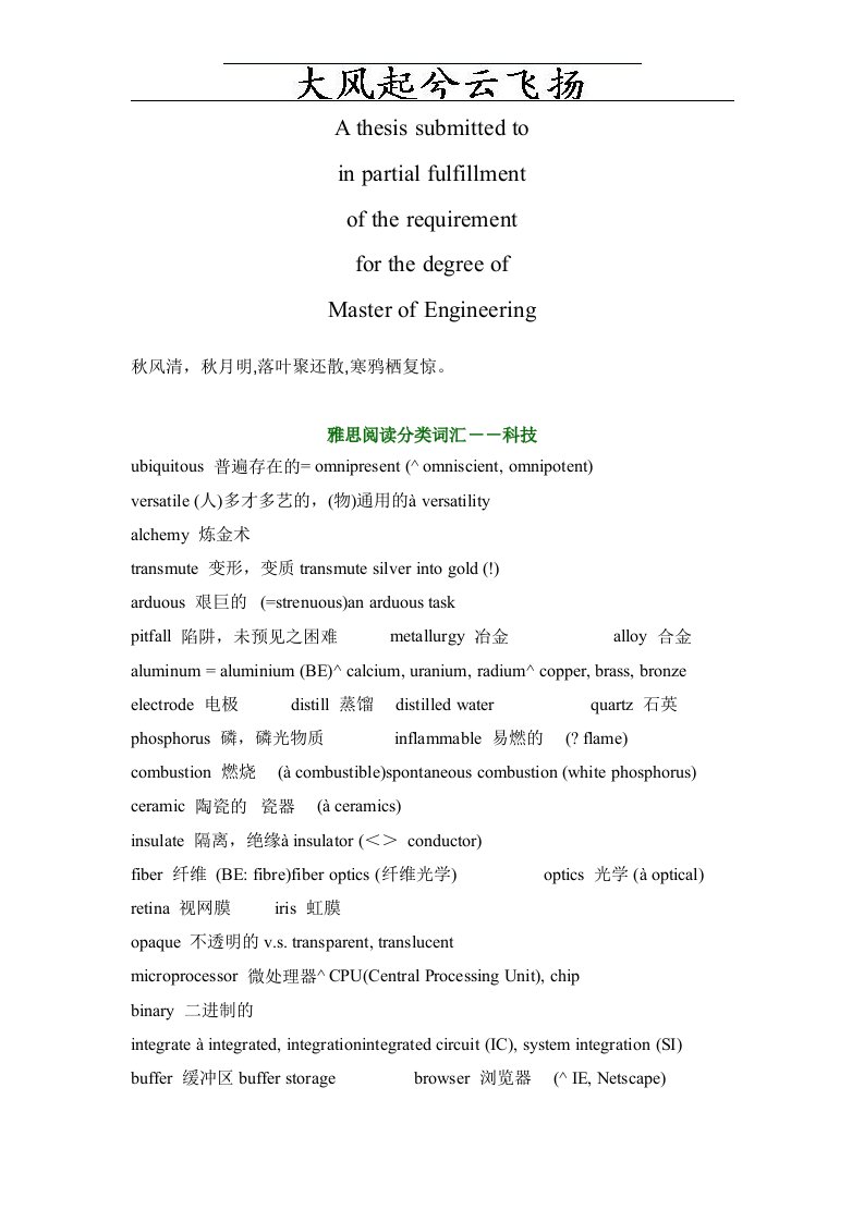 商业资料Uogusw雅思阅读分类词汇-科技