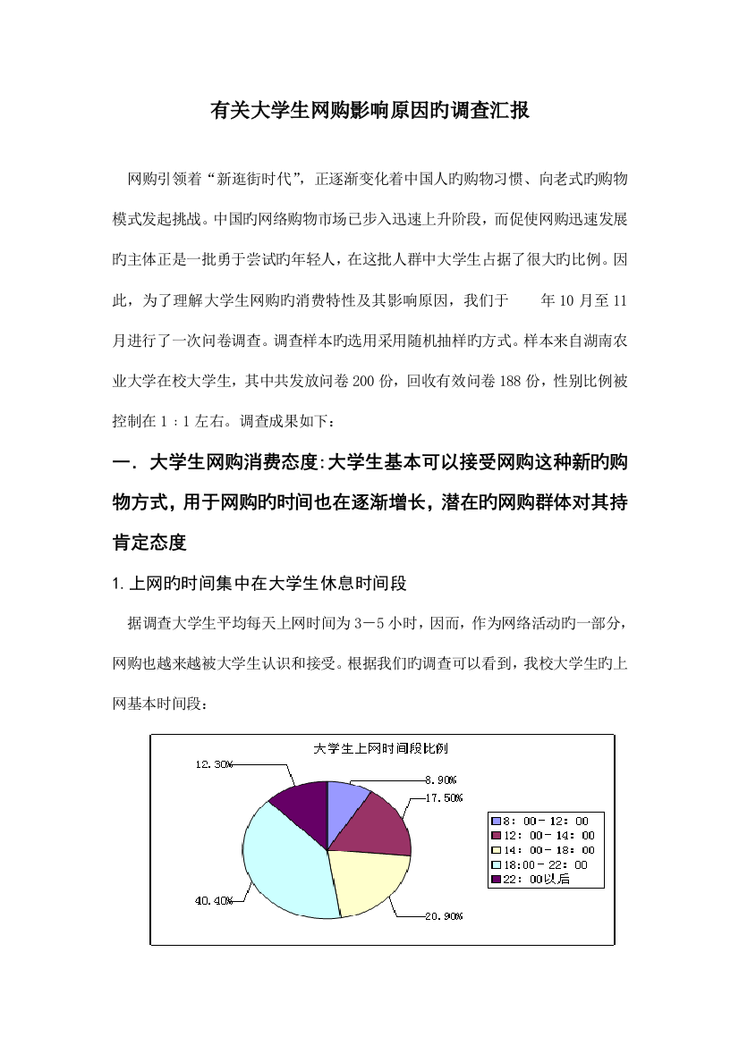 大学生网购影响因素调查报告