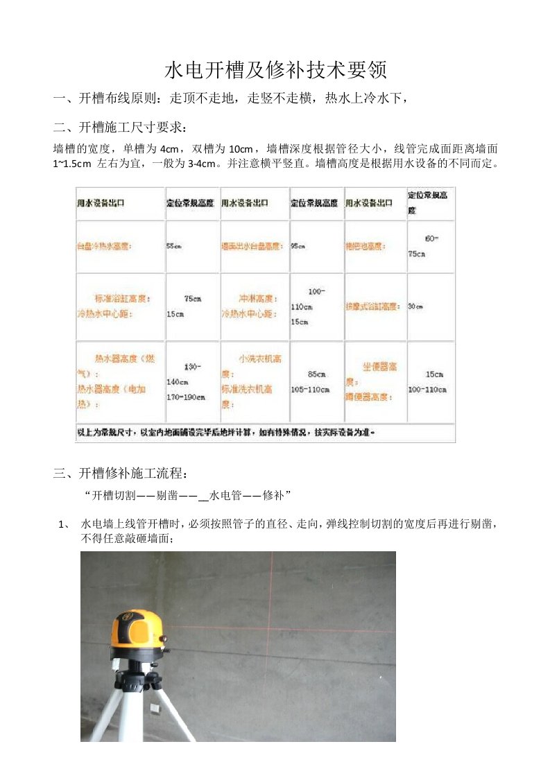 水电开槽修补技术