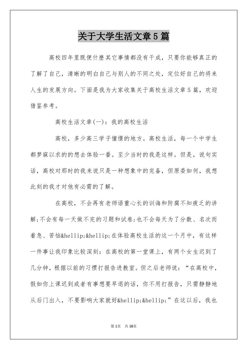 关于大学生活文章5篇