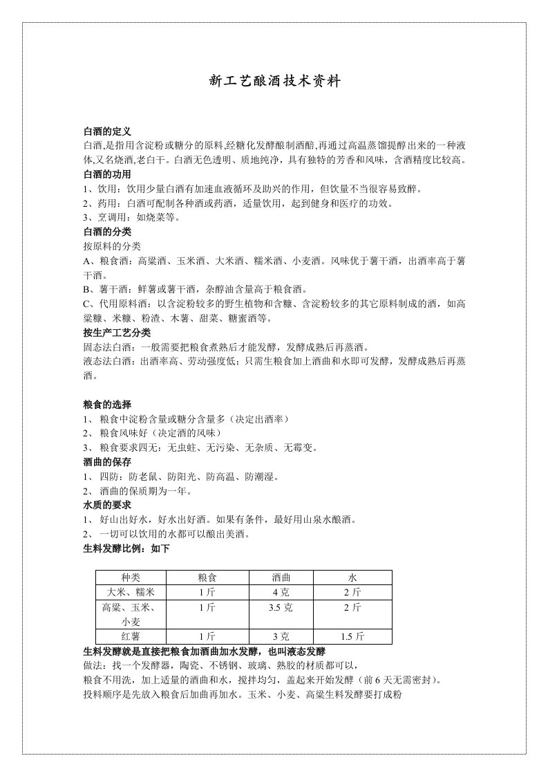 新工艺酿酒技术资料