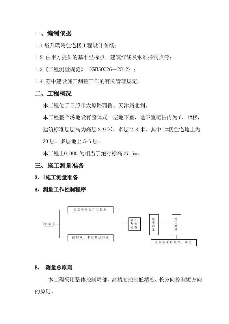 裕升璞院施工测量放线施工方案