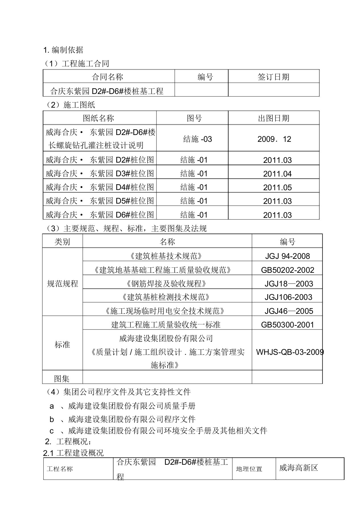 螺旋钻孔灌注桩基施工方案