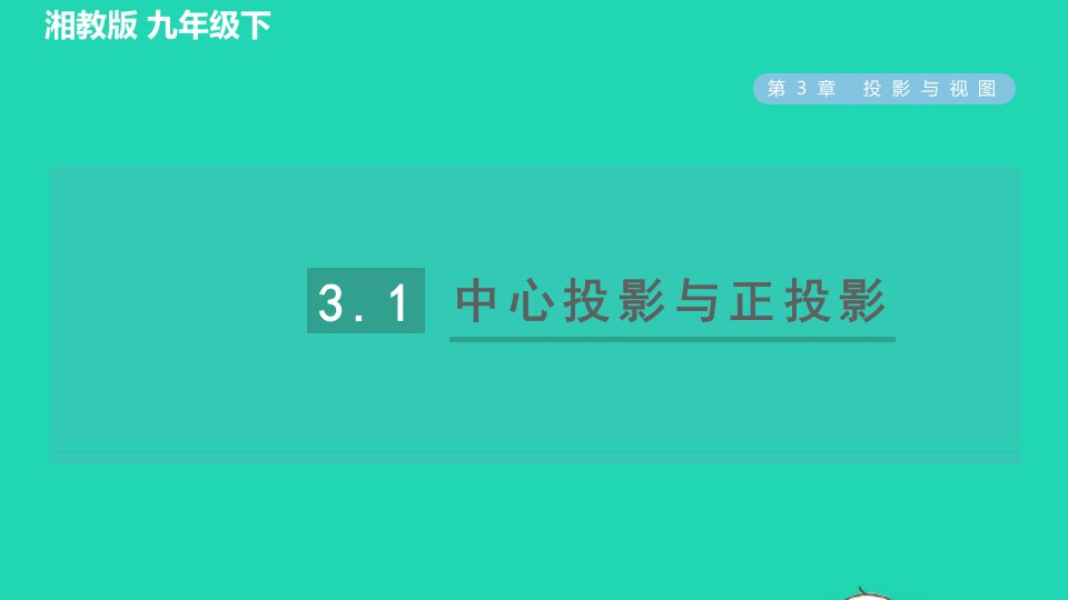 2022春九年级数学下册第3章投影与视图3.1投影目标二中心投影与正投影习题课件新版湘教版