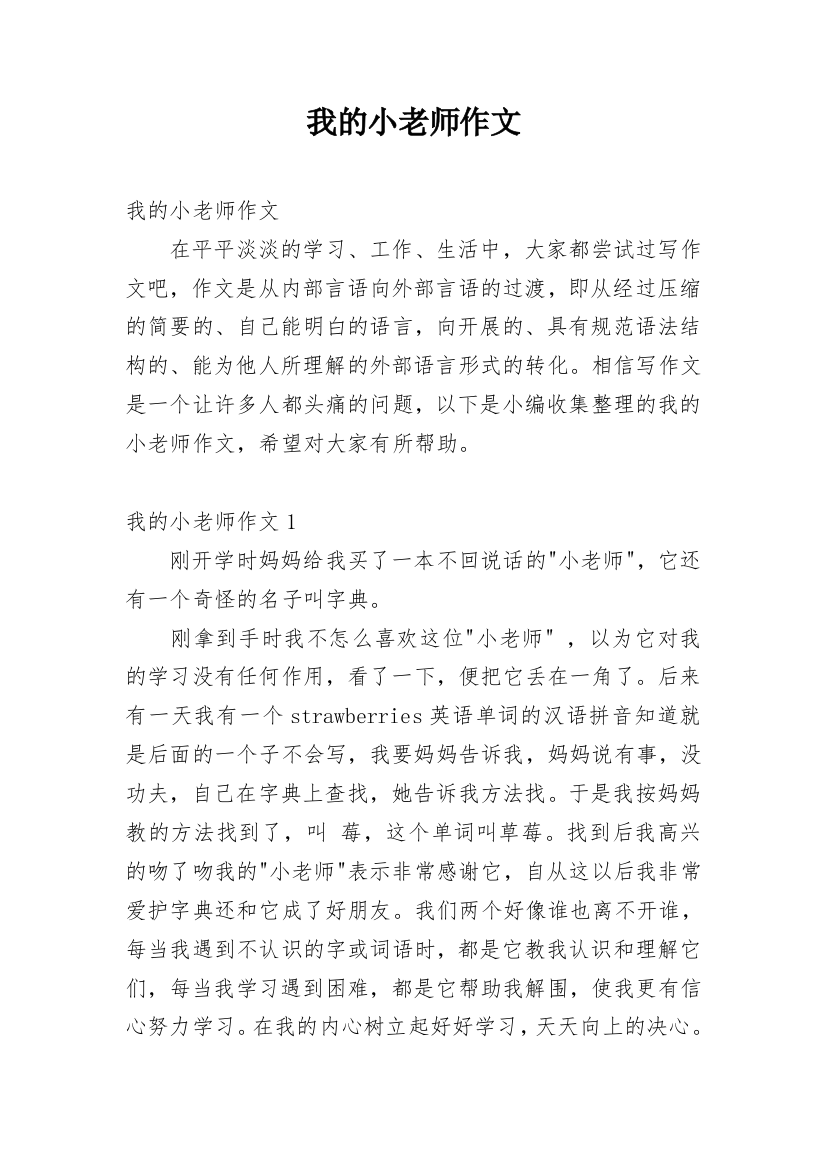 我的小老师作文