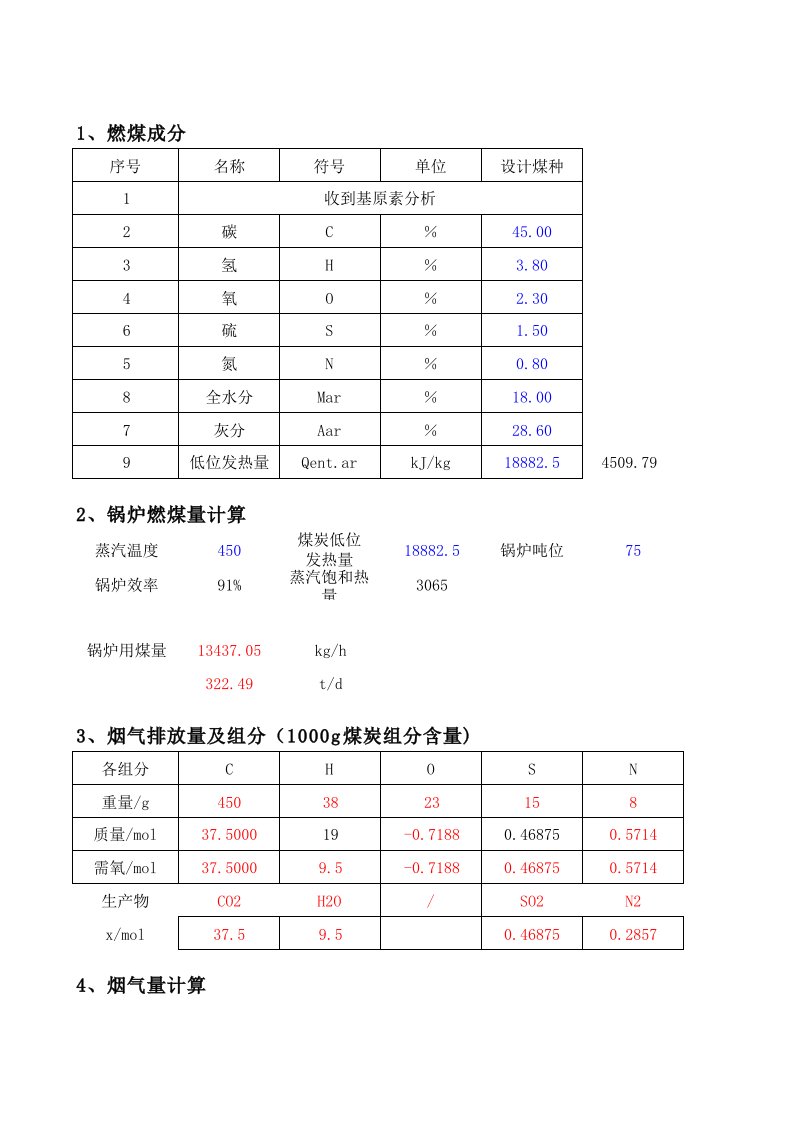 锅炉烟气量计算公式