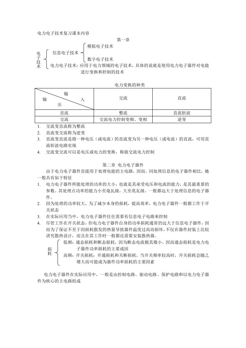 电力电子备考期末考试知识点