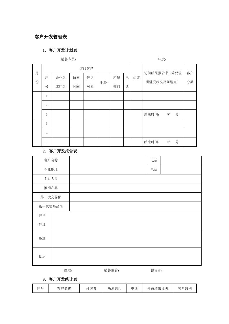 客户开发管理表