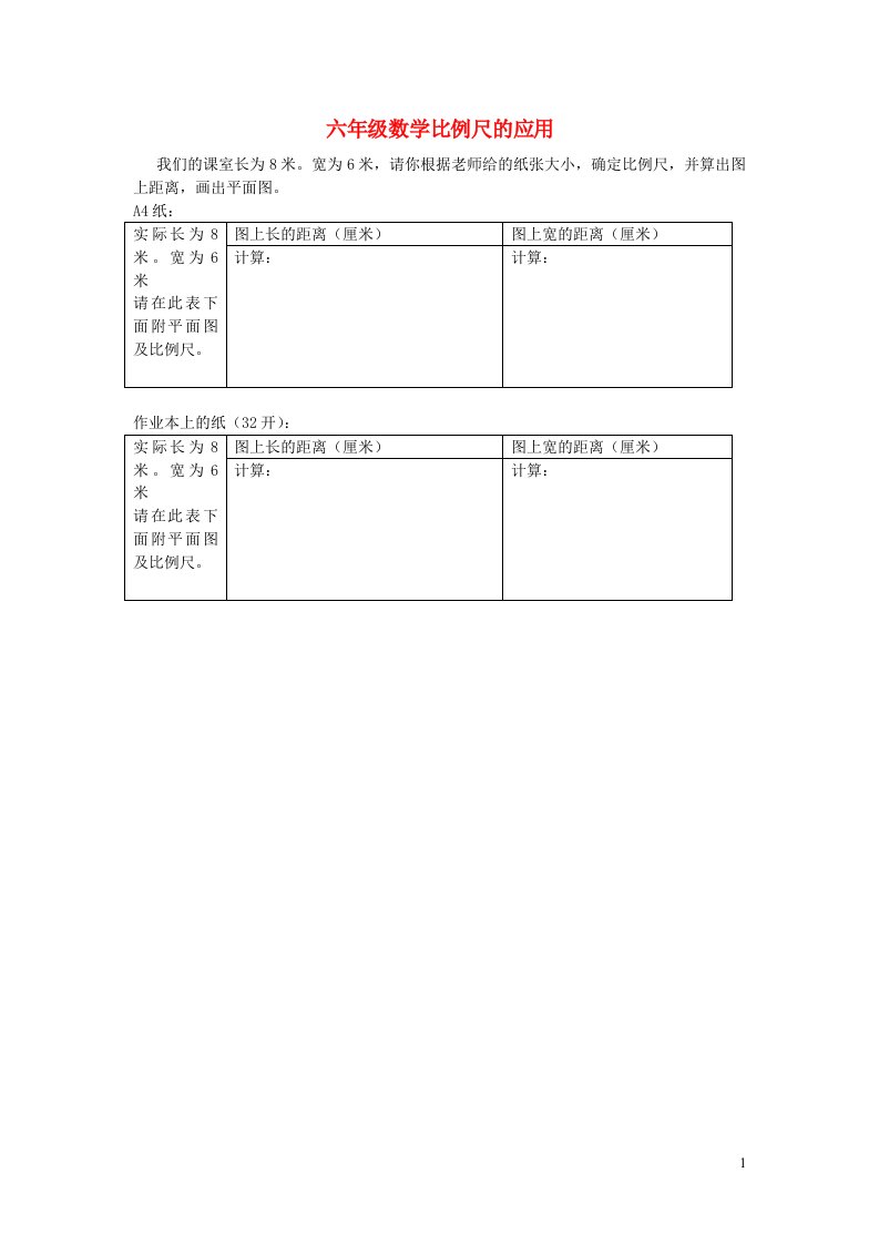 六年级数学比例尺的应用