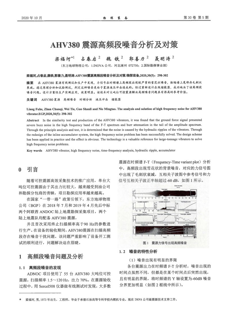 AHV380震源高频段噪音分析及对策