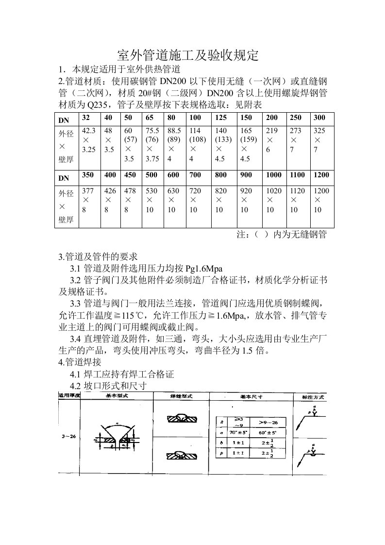 供热室外管道施工及验收规定摘要