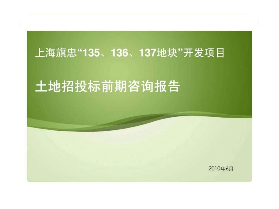 上海旗忠135丶136丶137地块开发项目土地招投标前期咨询报告