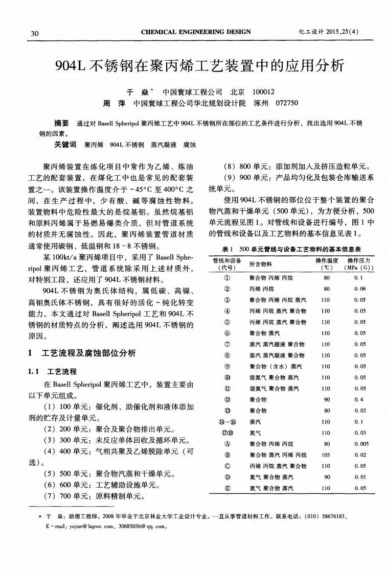 904L不锈钢在聚丙烯工艺装置中应用分析