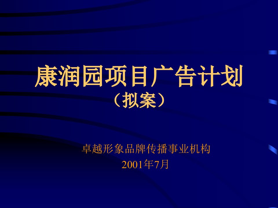 康润园项目广告计划(拟案)