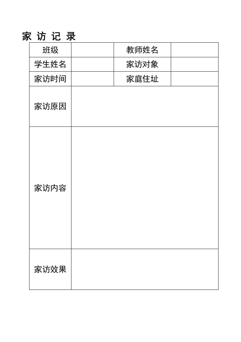 [小学]家访记录表格及范文