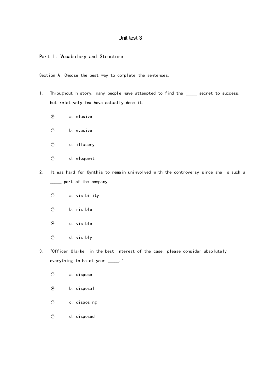 新标准大学英语综合教程4Unit-test3答案