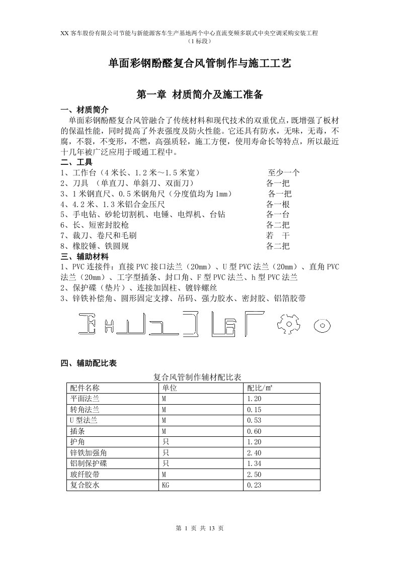 单面彩钢酚醛复合风管制作与安装施工工艺(多联式中央空调,附示意图)