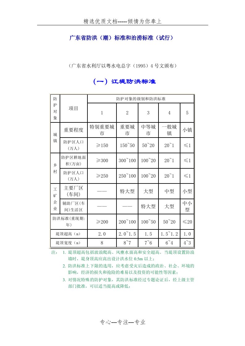 广东省防洪(潮)标准和治涝标准(试行)(共3页)