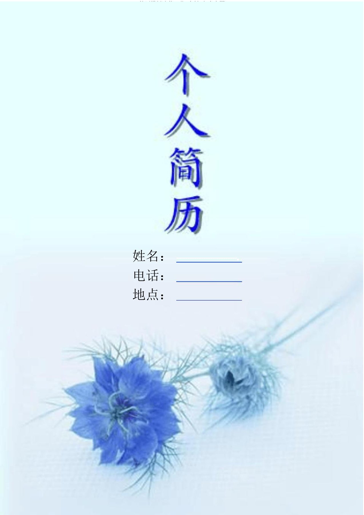 简历模板冰蓝干花