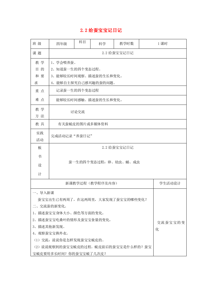 四年级科学下册