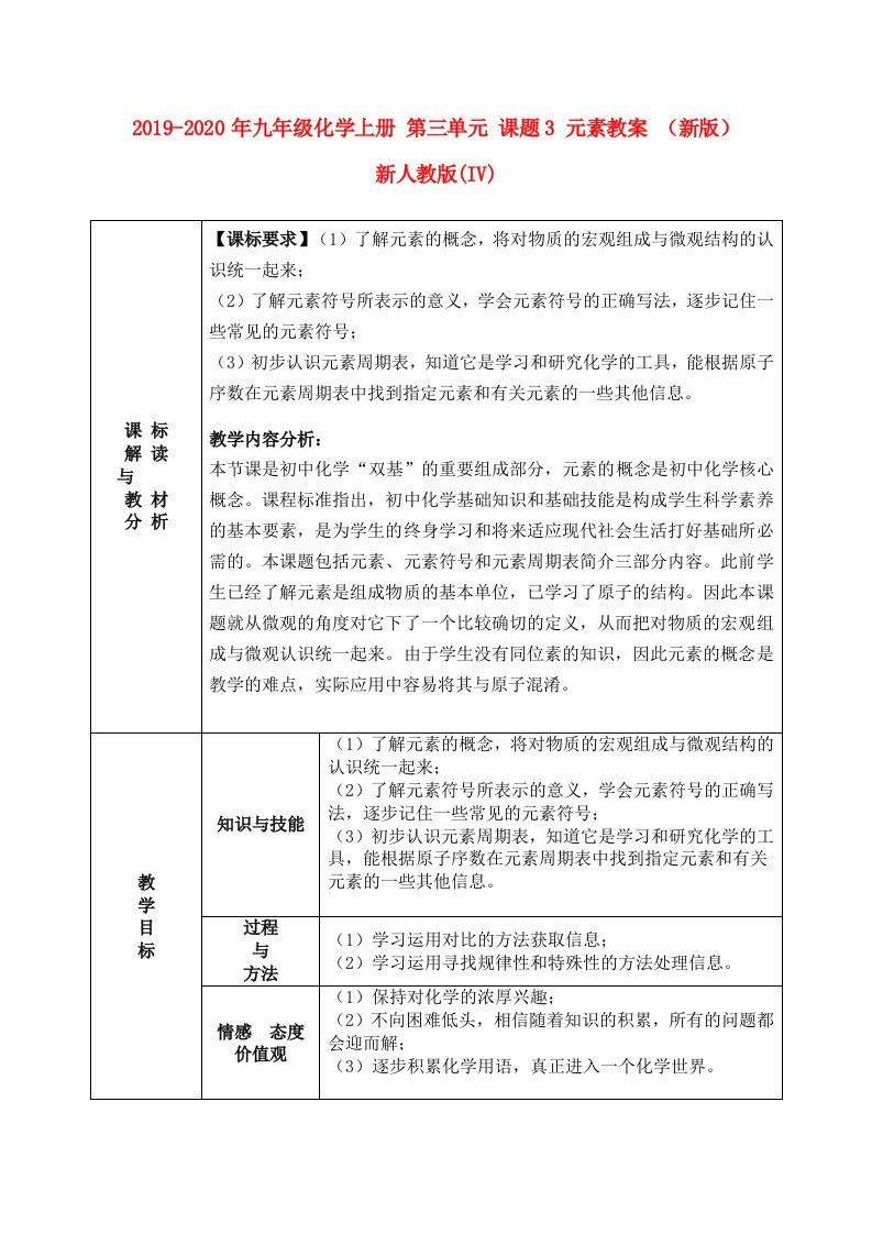 2019-2020年九年级化学上册