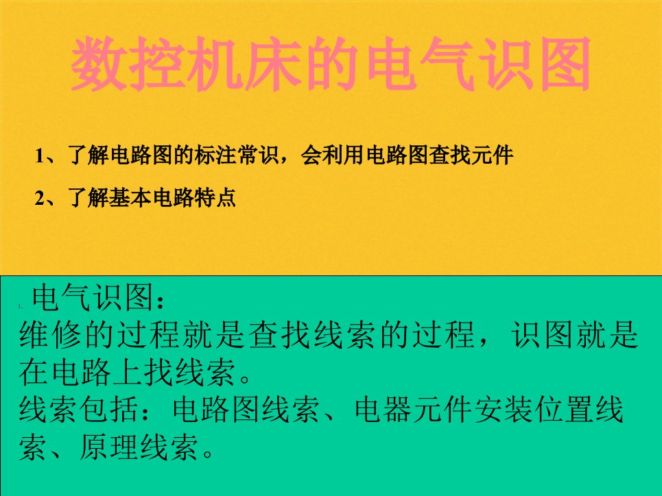 2022年数控机床的电气识图知识讲义(共24张PPT)