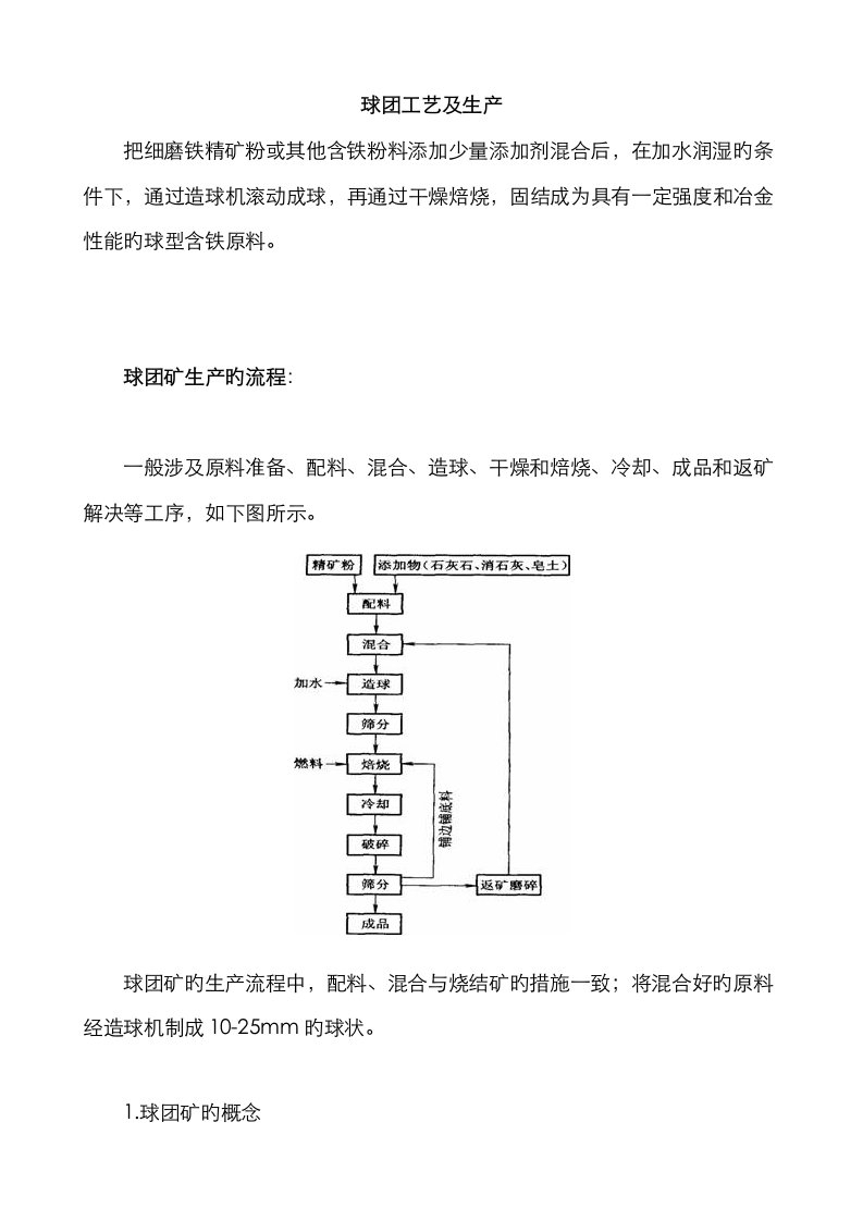 球团标准工艺及生产