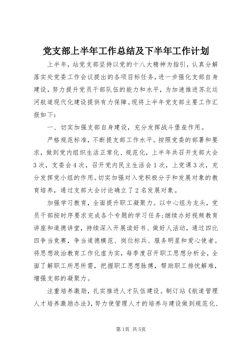 党支部上半年工作总结及下半年工作计划