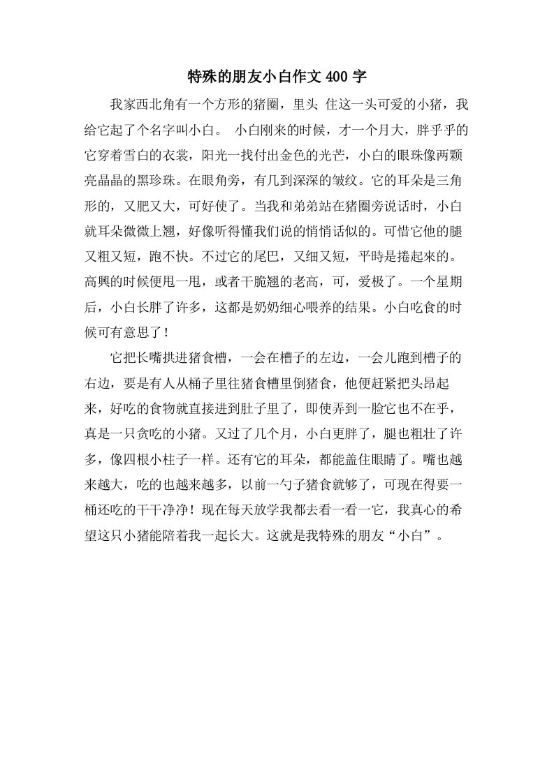 特殊的朋友小白作文400字