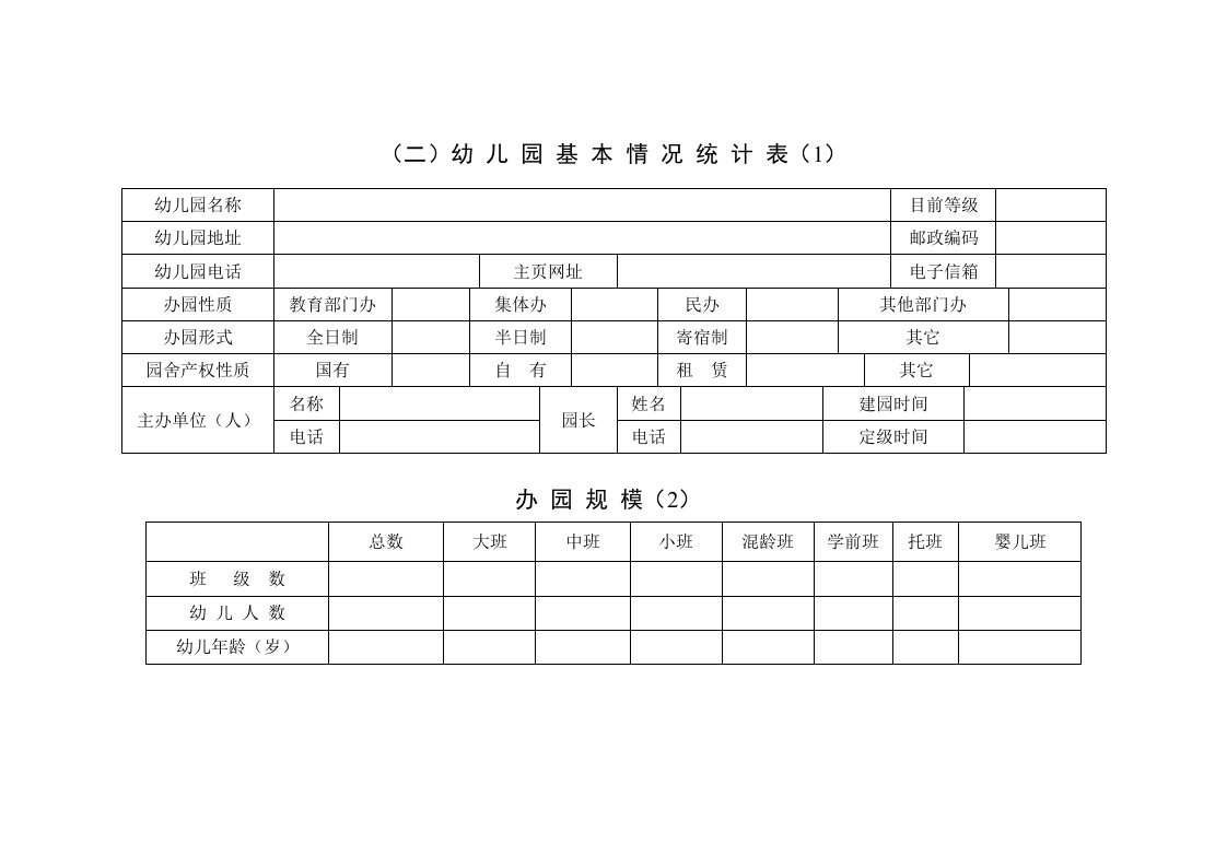 幼儿园年检-幼儿园基本情况统计表