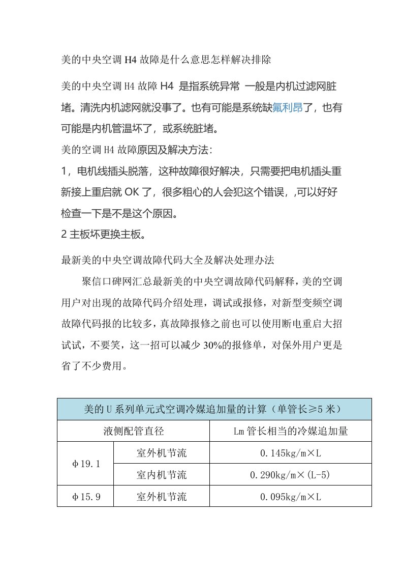 美的中央空调显示h4故障是什么意思故障怎样解决排除