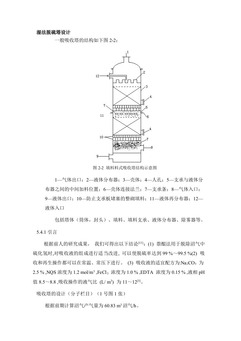 湿法填料式吸收塔脱硫塔设计