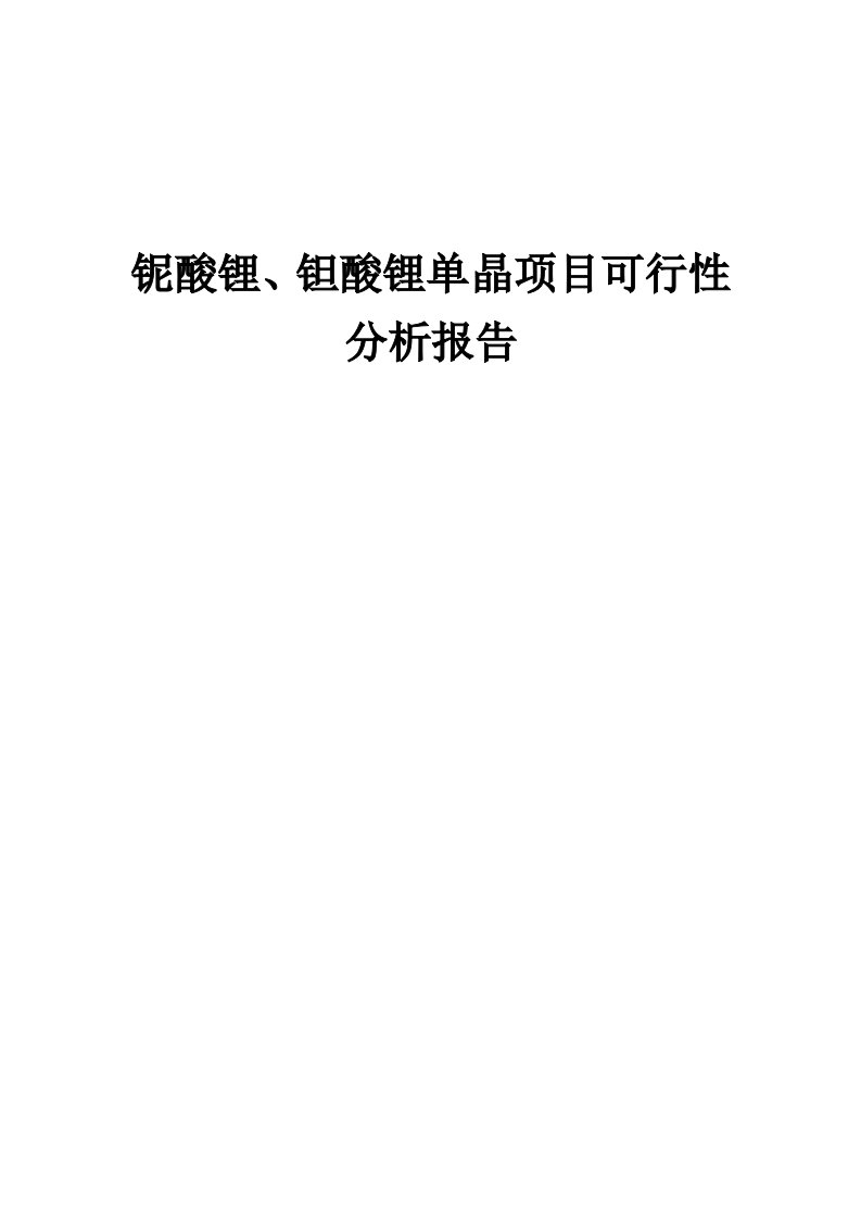 2024年铌酸锂、钽酸锂单晶项目可行性分析报告