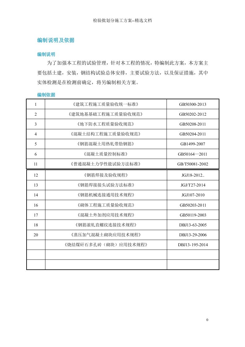 检验批划分施工方案--精选文档