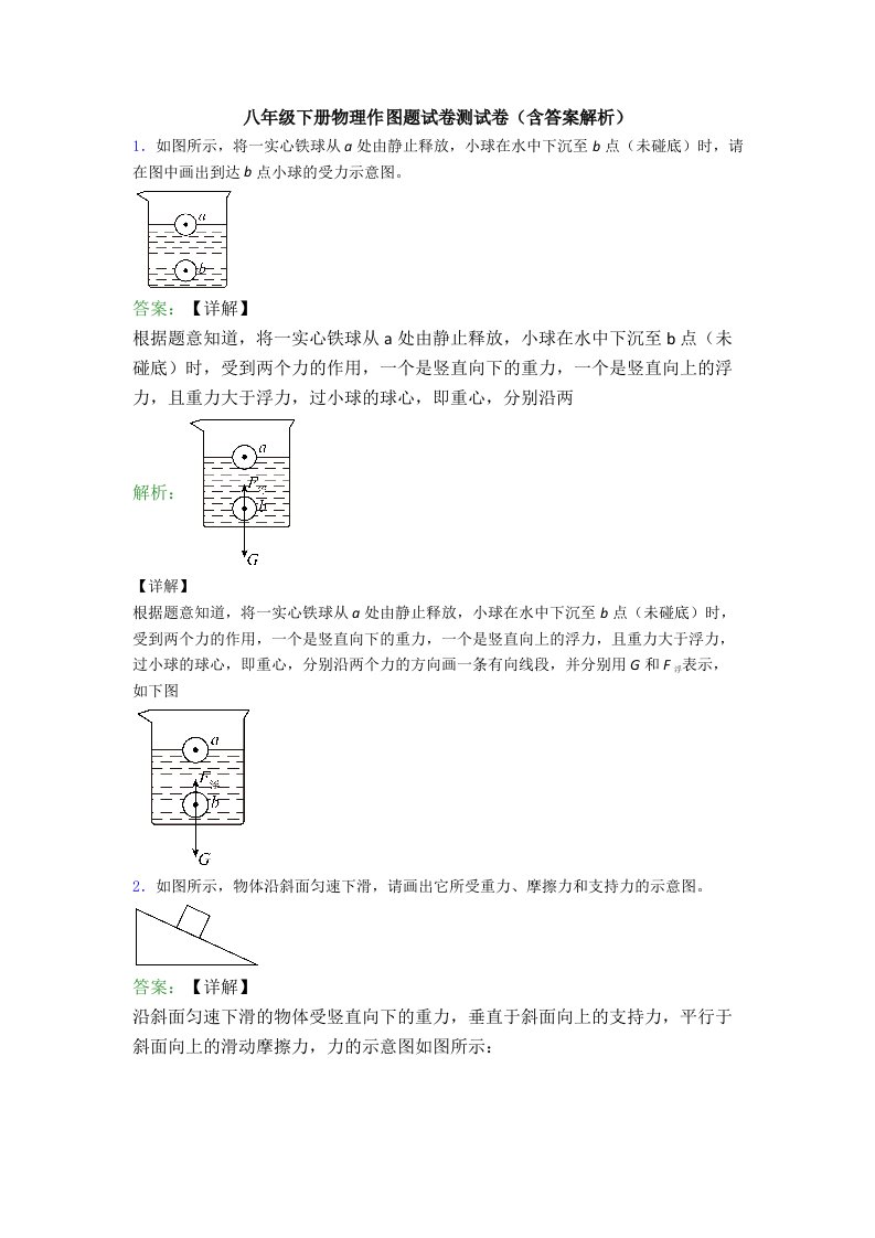 八年级下册物理作图题试卷测试卷(含答案解析)