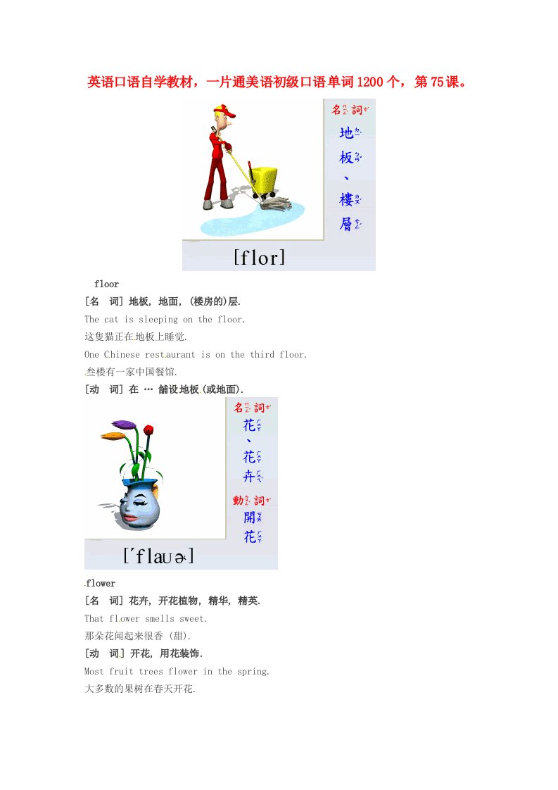 高中英语美语初级口语自学单词1200个第75课素材