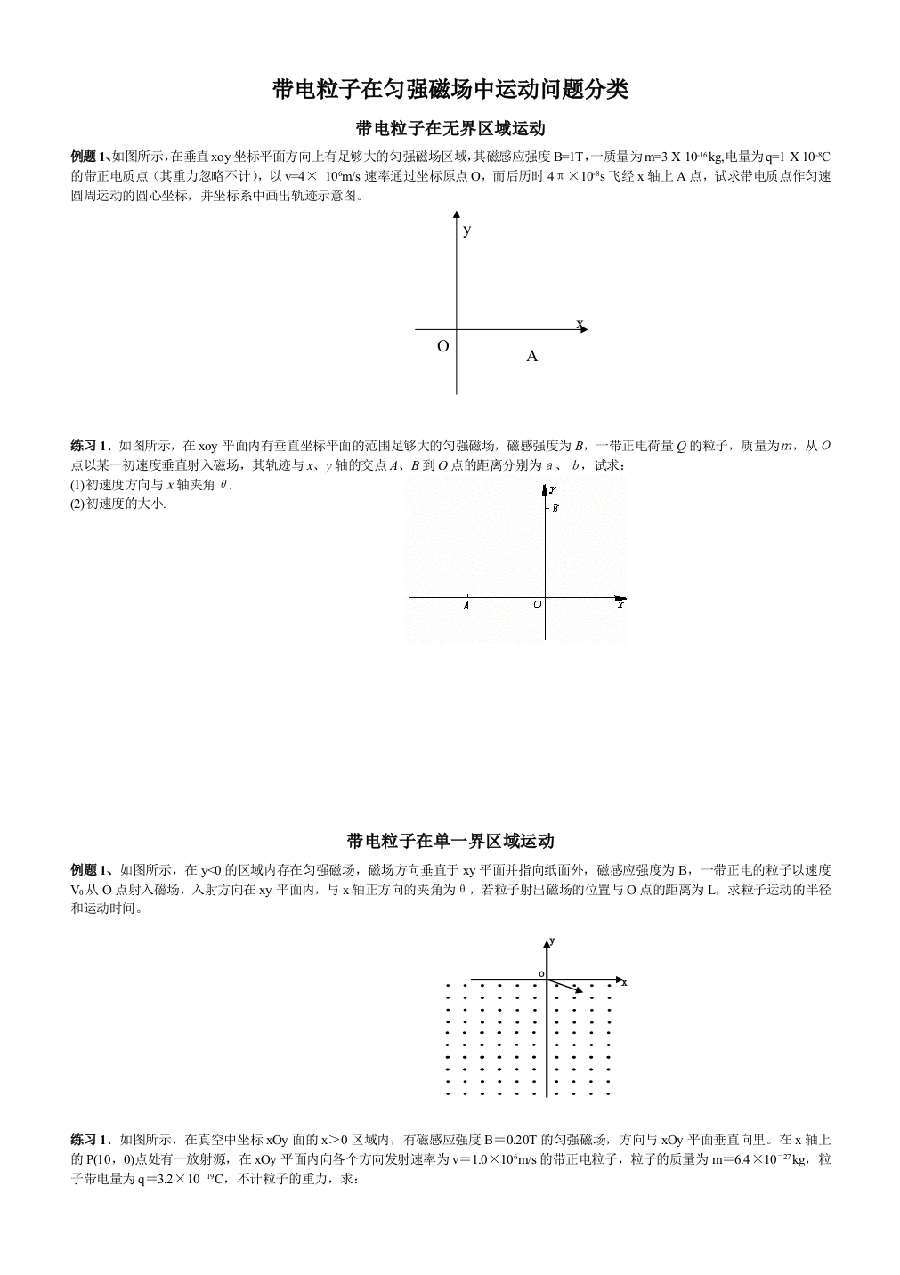 带电粒子在匀强磁场中运动问题分类