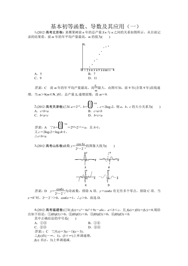 武汉宏图艺考基本初等函数、导数及其应用