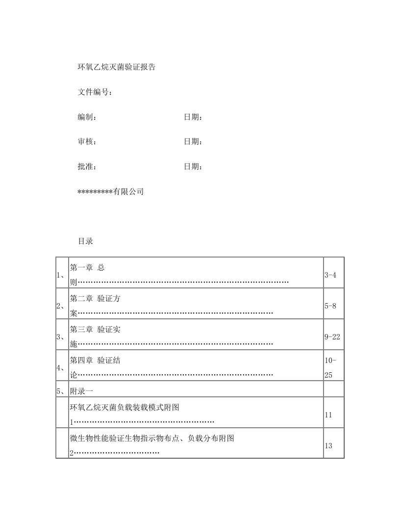 环氧乙烷灭菌验证报告汇总