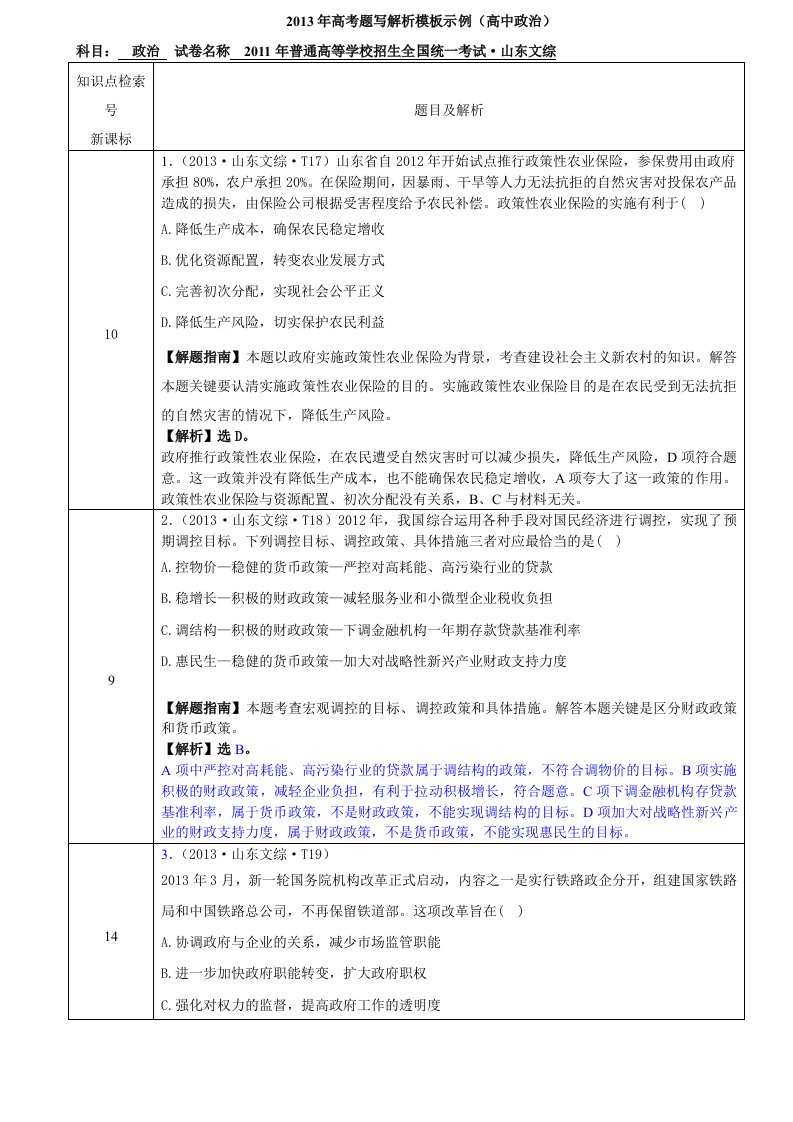 2013高考解析山东文综穆佃堂