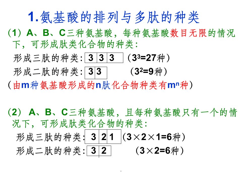 高中生物必修一蛋白质的计算ppt课件