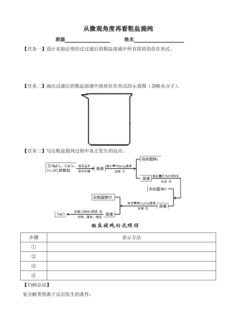 从微观角度分析电解质在水溶液中的行为任务单