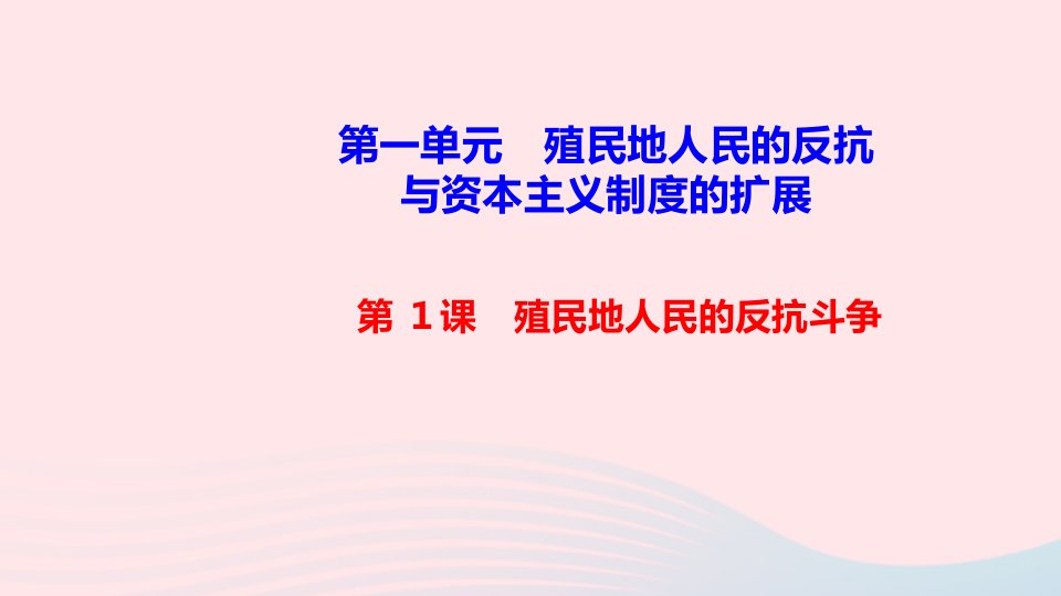 九年级历史下册第一单元殖民地人民的反抗与资本主义制度的扩展第1课殖民地人民的反抗斗争作业课件新人教版