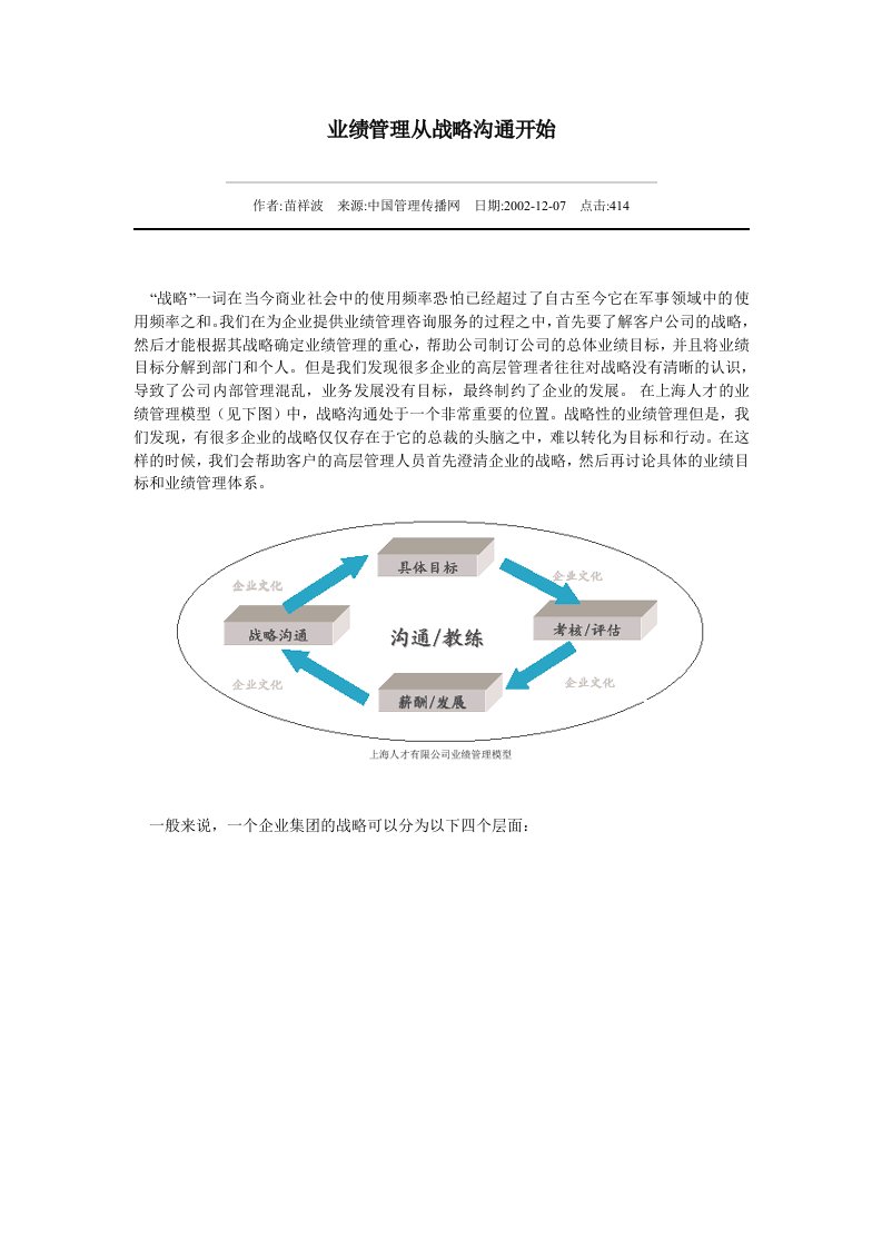 精选业绩管理从战略沟通开始