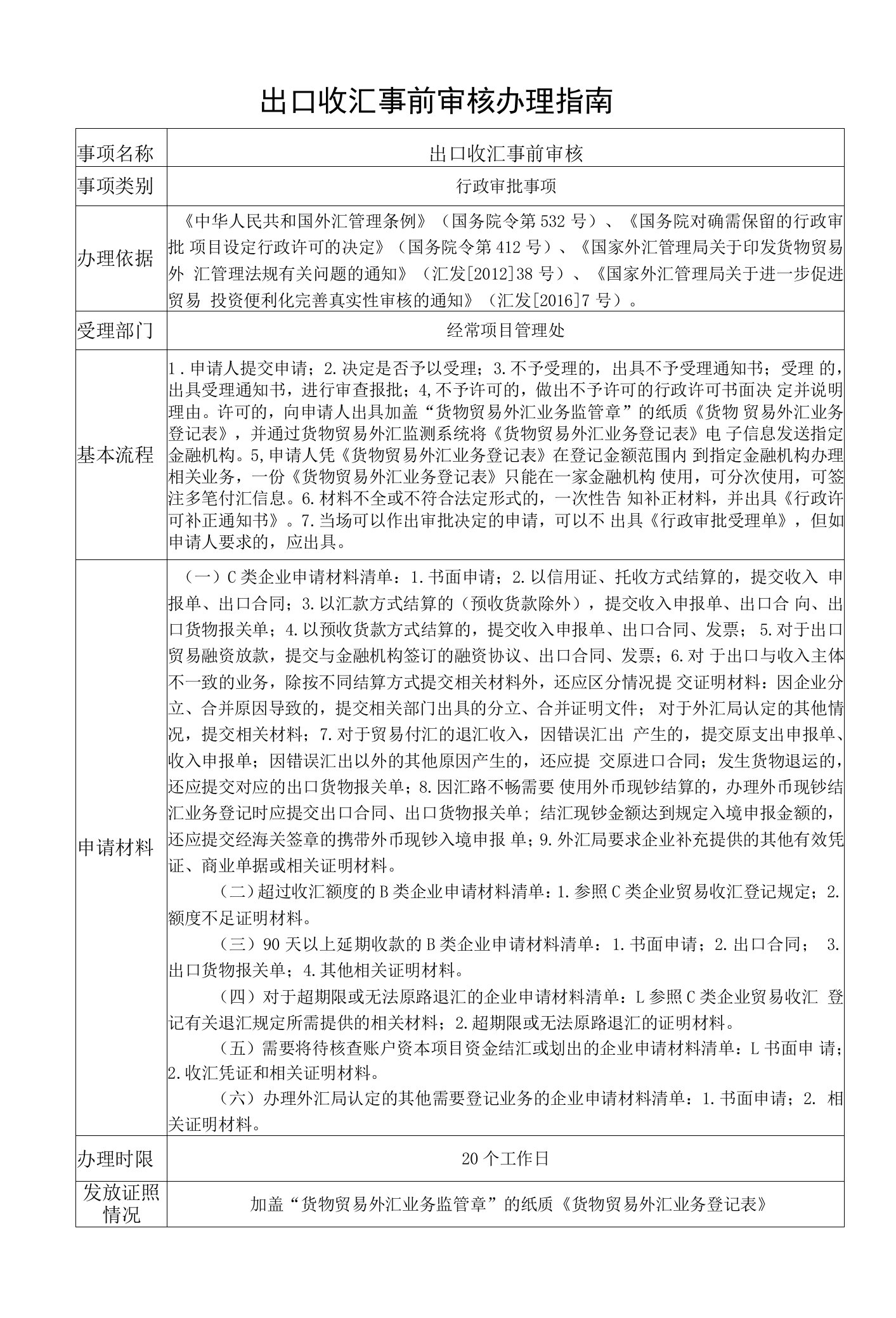 出口收汇事前审核办理指南