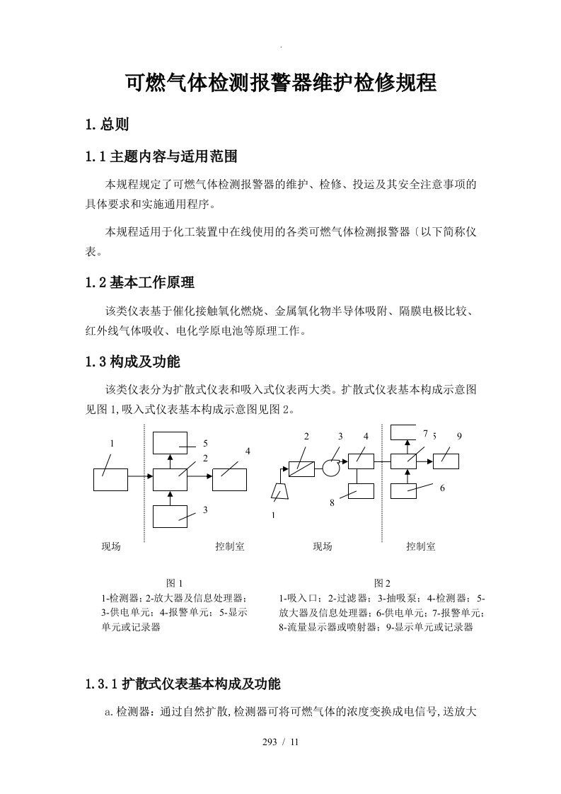 可燃气体检测报警器维护检修规程