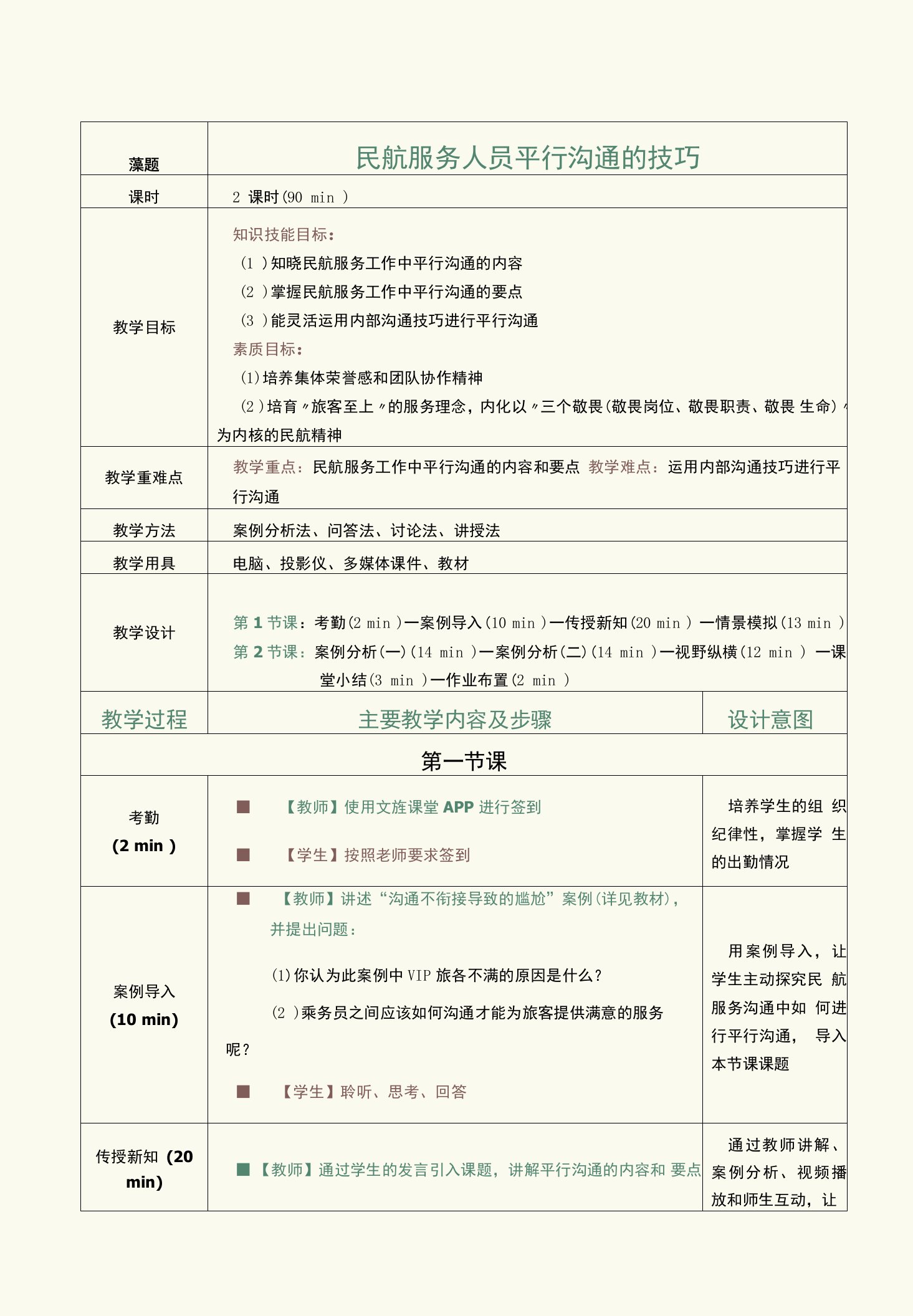 《民航服务沟通技巧（第2版）》王建辉）教案